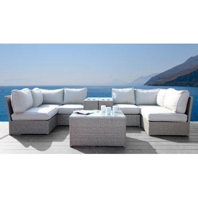 Athelene Wicker Fully Assembled 6 - Person Seating Group with Cushions