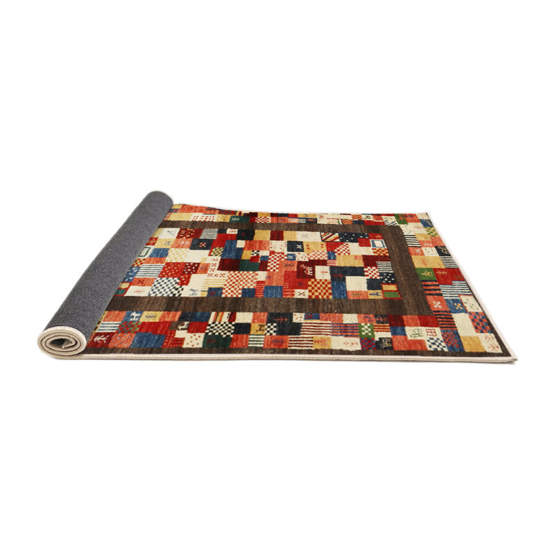 Tapis brun/bleu/gris/zone contemporaine, Rond 6 pi