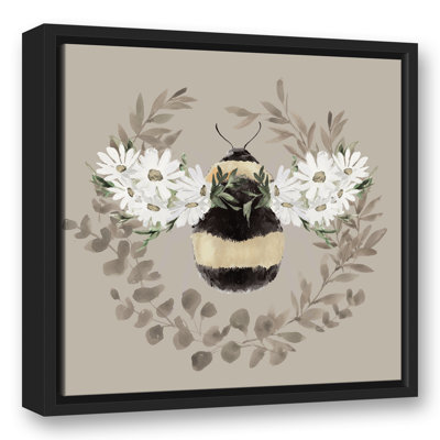 Bumble Bee Wreath - reproduction de cadre flottant sur toile