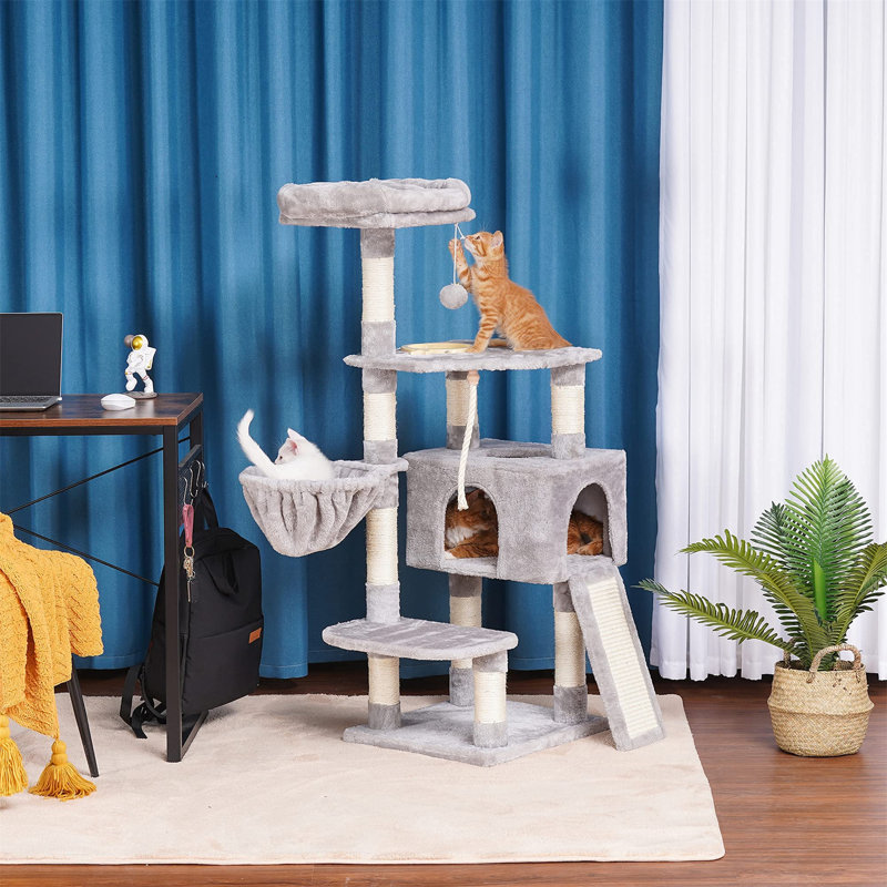 Arbre à chat Evalena, H 49,61 po x l 17,72 po x L 15,75 po, Gris clair