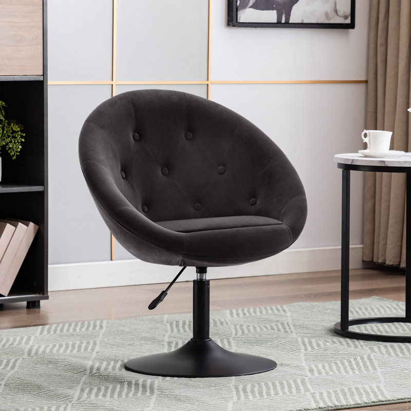 Velvet Swivel Barrel Chair, Dark Grey