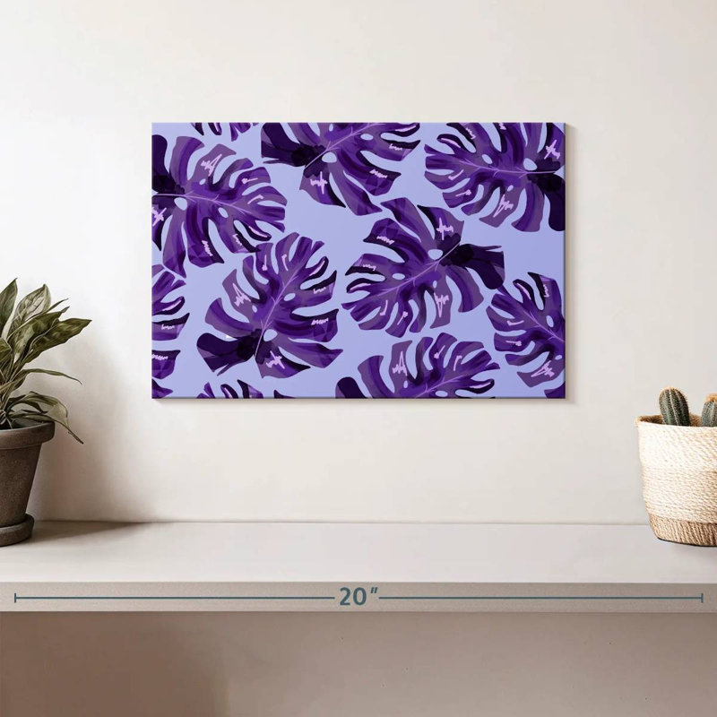 Harnek mauve à feuilles de Monstera, H 8 po x l 12 po