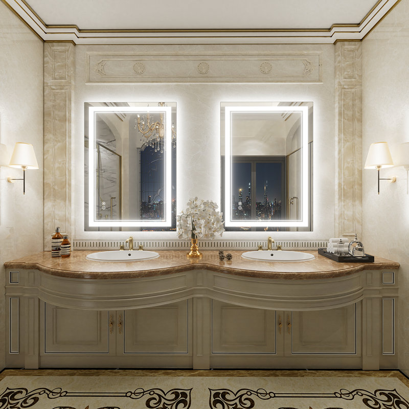  Wayfair Basics® UL Certified Front & Back LED Anti-Fog Tempered Glass Bathroom/Vanity Mirror , 28" x 20"