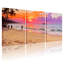 Plage, coucher de soleil, plage, palmiers, océan, vagues, ciel, ensemble de 3 impressions sur toile-2029947138