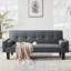 Dark Grey Cotton Linen Convertible Sofa Bed Including Two Bonus Pillows, Ideal-1309747848