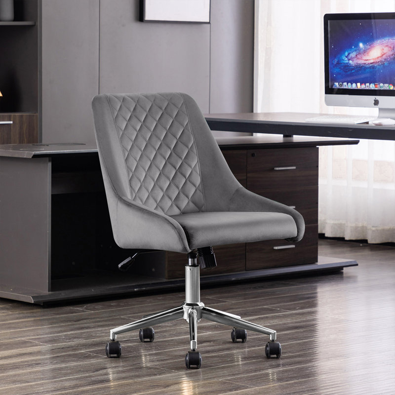 Chaise de bureau en velours Zurich, Chrome, gris