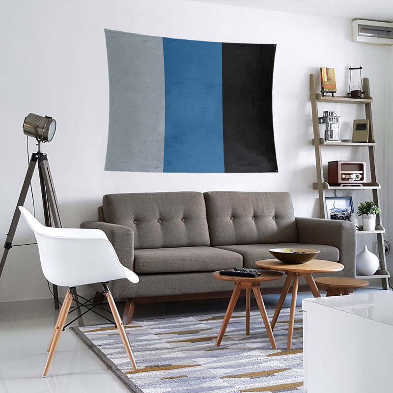 Tapisserie de polyester Colorado, H 27,5 po x l 37,5 po, Argent / bleu / noir