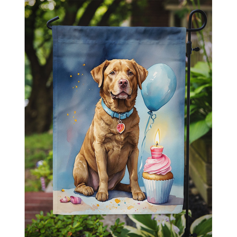Drapeau de jardin «Happy Birthday», Retriever de la Baie de Chesapeake