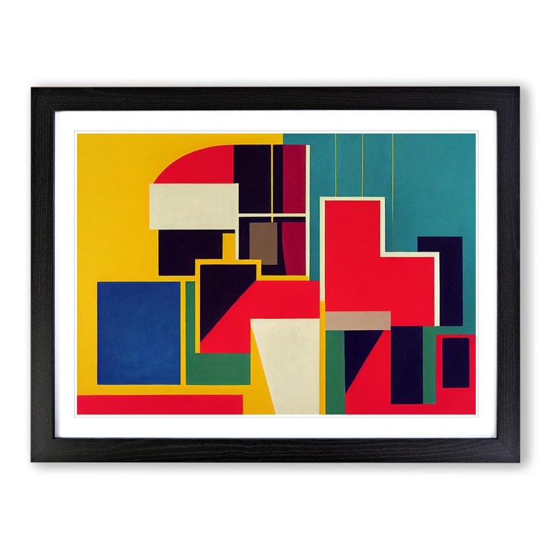 Dazzling Modern Abstract 1 Piece Single Picture Frame Wall Art, 46cm H x 64cm W x 2cm D, Black Framed