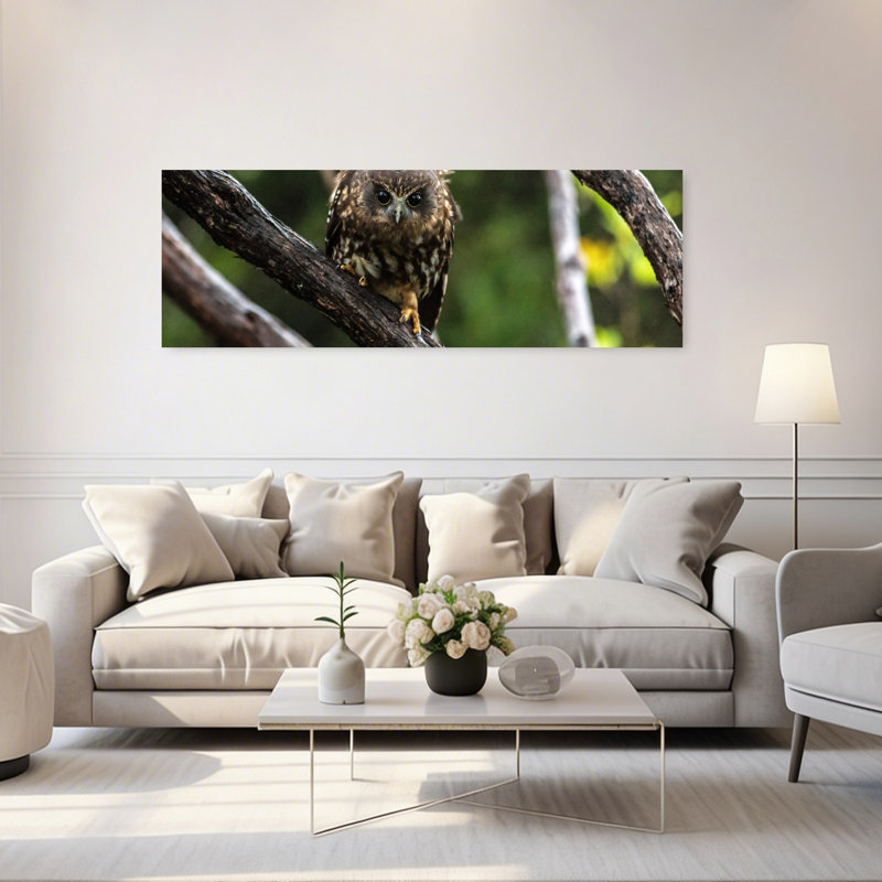 Oiseau hibou contemporain, H 20 po x l 60 po