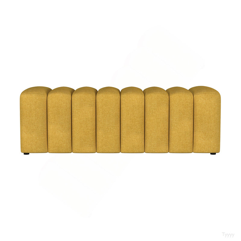 Banc rembourré en tissu capitonné, jaune moutarde, Jaune moutarde