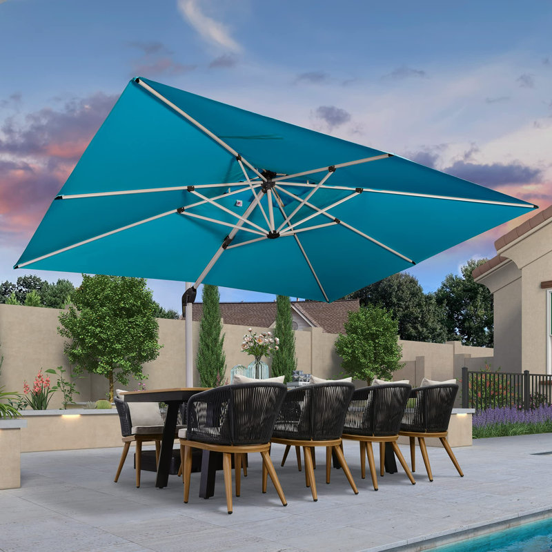 274cm X 335cm Rectangular Cantilever Parasol, Turquoise Blue