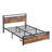 Storage-Focused Industrial Queen Platform Bed, LED Lights and Charging Station, MDF and Steel Build, Jet Black and Brown