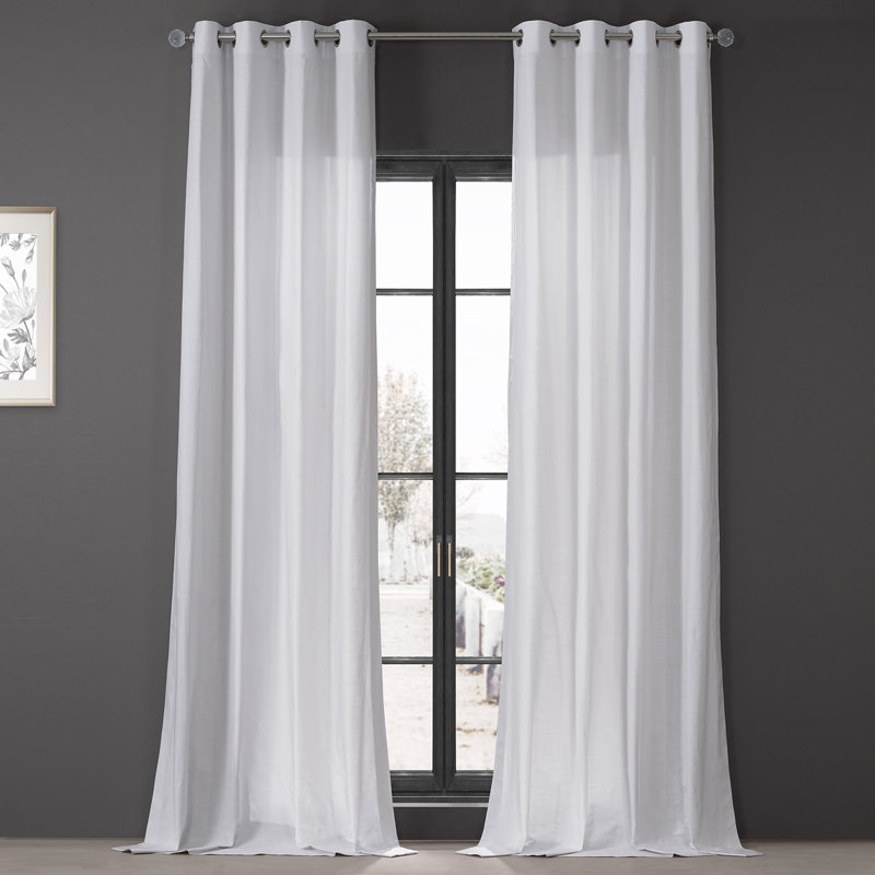 Rivoli Grommet Semi Sheer Curtains for Bedroom, Cotton Dune Textured Window Curtain Panel Pair, 50" W x 108" L, Prime White