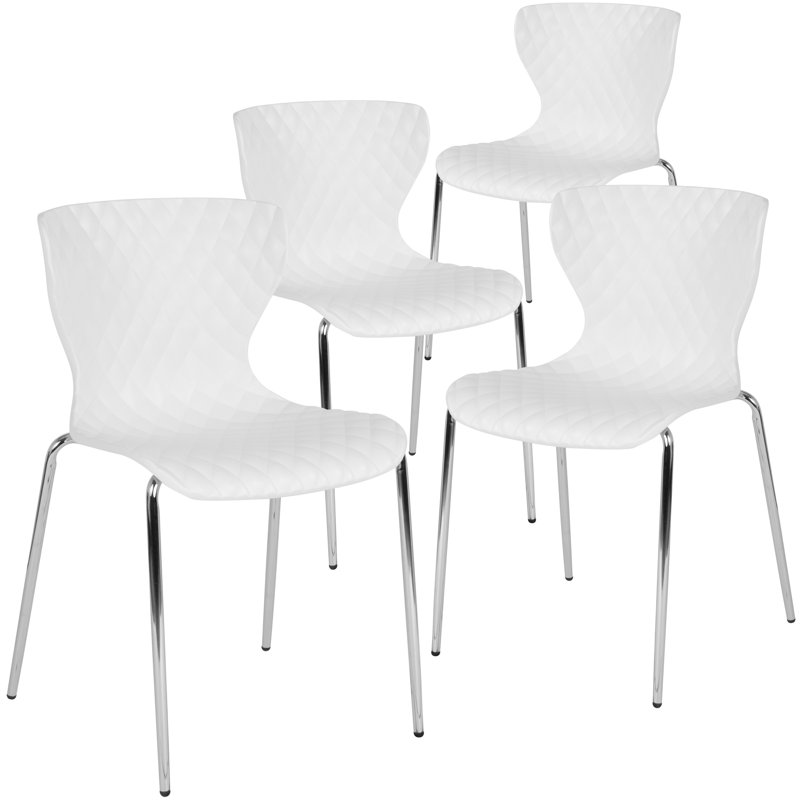 Lowell Modern Quilted White Metal Stackable Side Chair