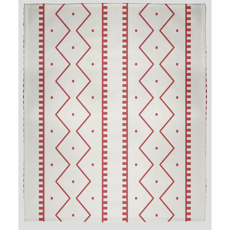Couverture en molleton Mudcloth, L 50 po x L 60 po, Rouge Ligonberry