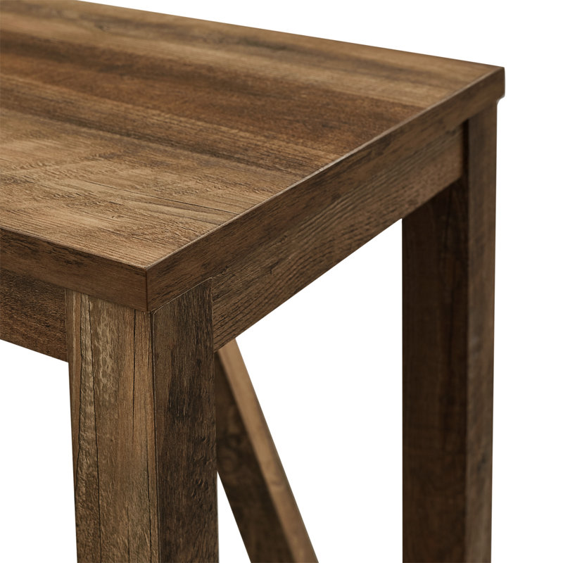 Emmie A-Frame End Table with Lower Shelf, Rustic Oak Top/Rustic Oak Base