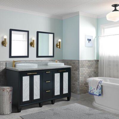 Schreck 61"" Double Bathroom Vanity Set with Mirror -  Rosdorf Park, 8468CA6988B34598A02BFC70C81BE666