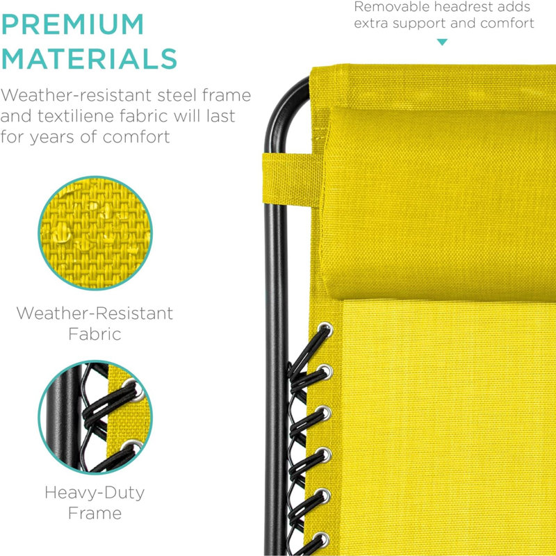 Fauteuil inclinable Sou Zero Gravity avec coussin, Jaune