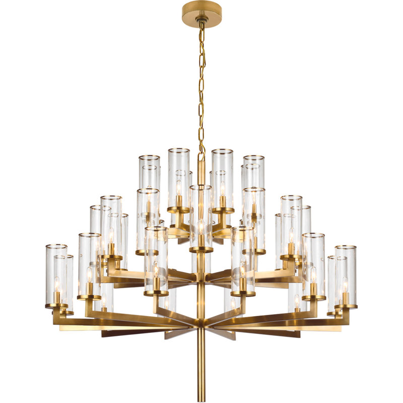 Kelly Wearstler Liaison Triple Tier Chandelier, Antique-Burnished Brass