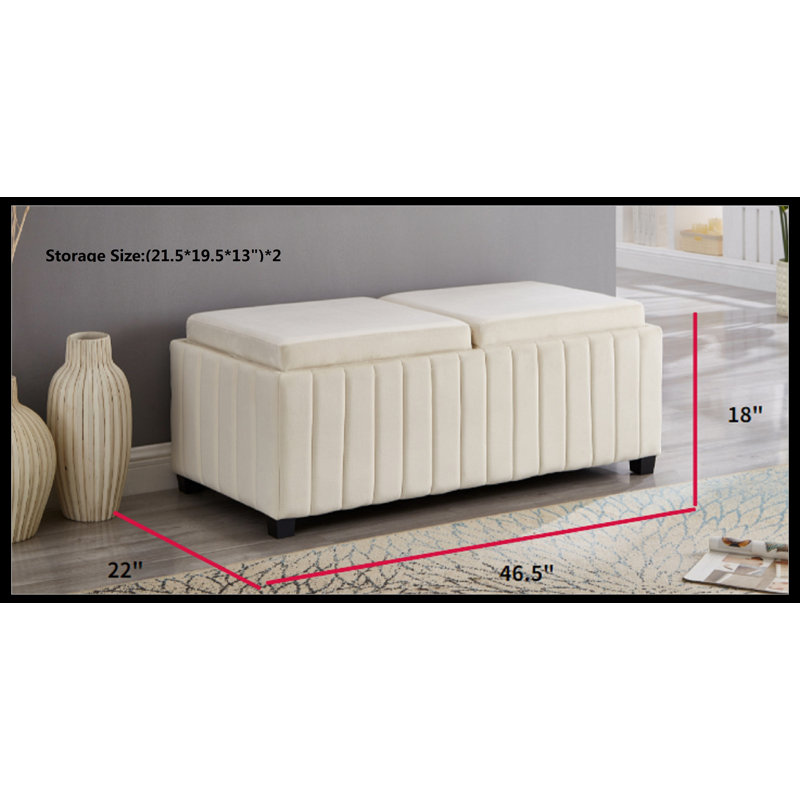Banc de rangement en velours Joshan