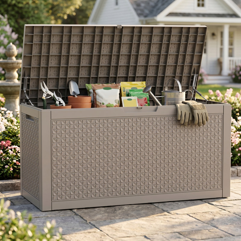 Emperic Design 100-gal Water Resistant Resin Lockable Deck Box, Gray