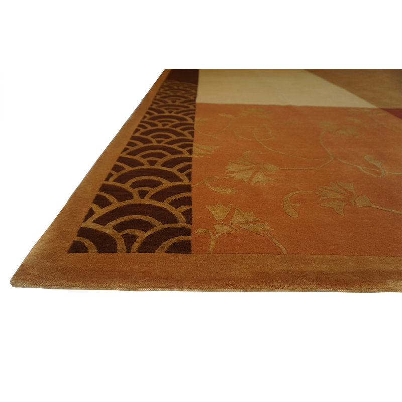 Presidential Hand Knotted Floral Area Rug in Brown/Beige/Pink, Rectangle 8' x 10'