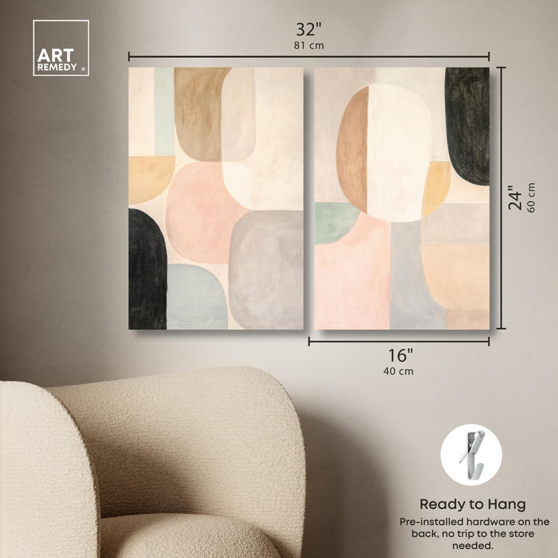 «Soft Cubism Set», reproduction d'art sur toile, ensemble de décorations murales dorées par Art Remedy, 16 x 24