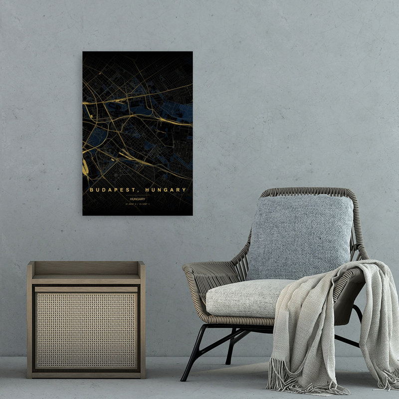 Reproduction d'art murale de la ville contemporaine de Budapest, 36" H x 24" W