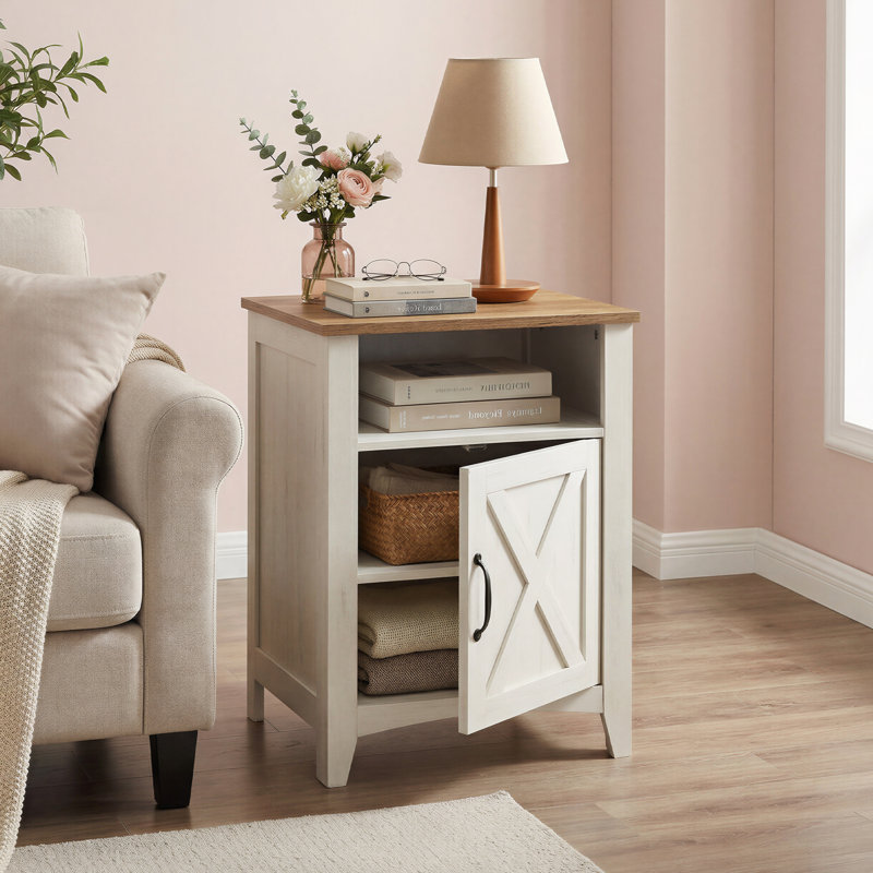 Table de chevet Bauman, Blanc / brun marron, Individuel