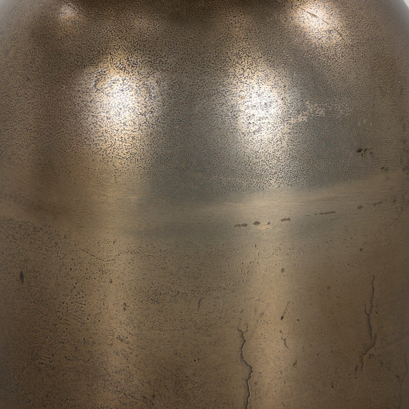 Corbett Pedestal End Table, Aged Bronze, Creamy Taupe Marble