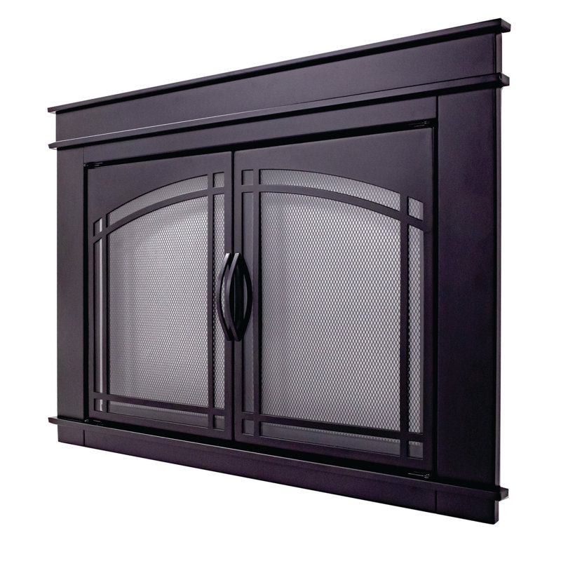 Portes de foyer en acier Guion, Grand (H 31 po x l 44,5 po x P 1,57 po), Noir