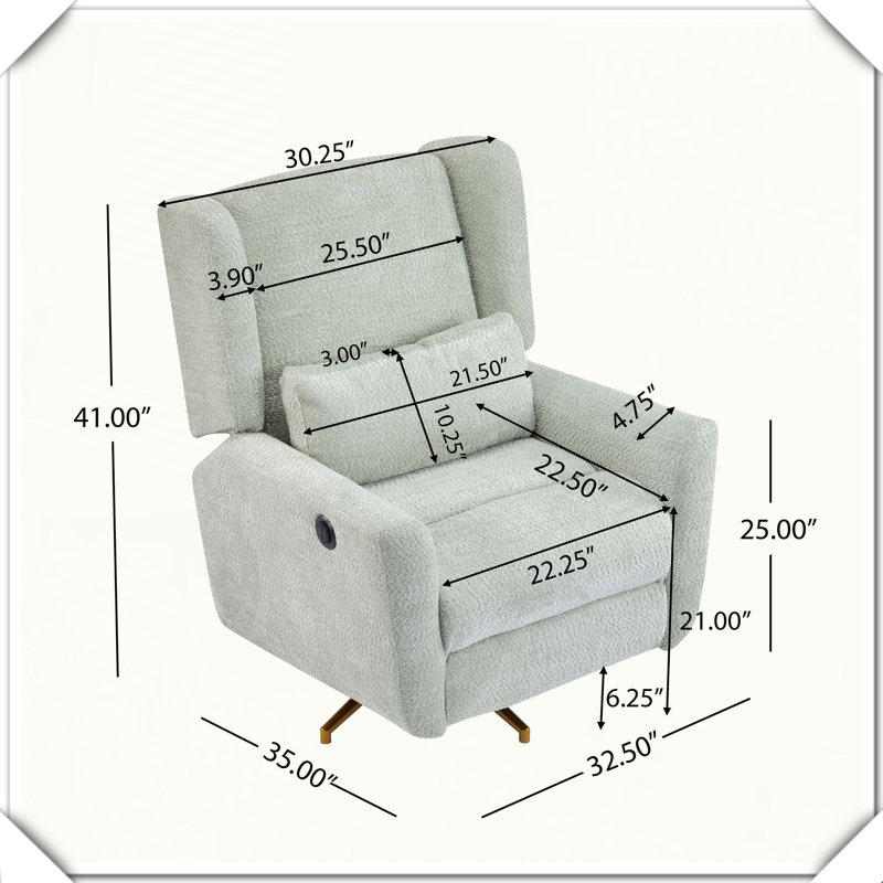 Fauteuil inclinable électrique pivotant à 5 branches Boucle Confortable Élégant Durable Pratique, Or / vert clair Boucle