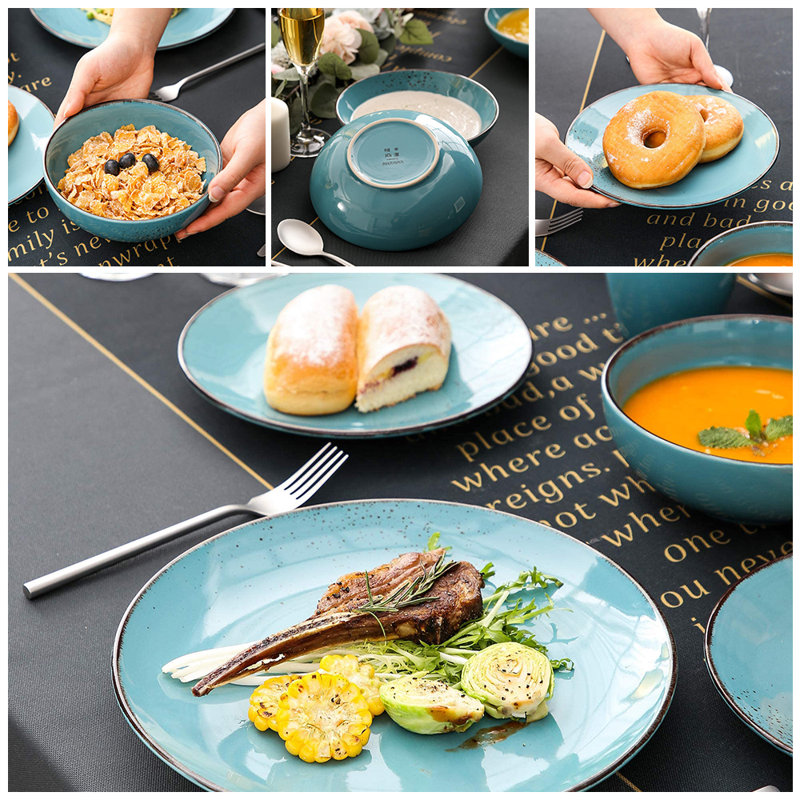 Lieske Piece Ceramic Dinnerware Set - Service for 4, Teal