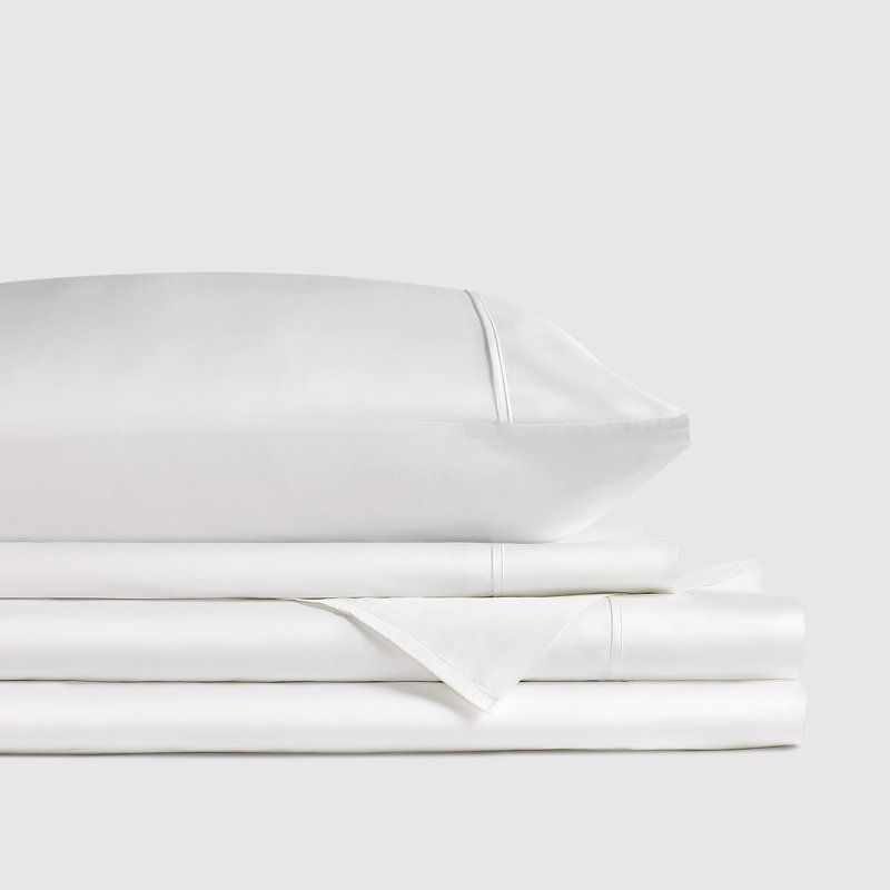 Premier Sateen - Sheet King 4Pc. Sheet Set, King Sheet Set with 3 Additional Pieces, Crisp White