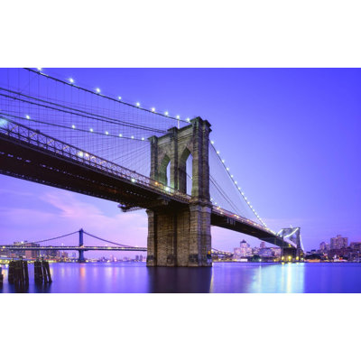 LED Lighted Famous New York City Brooklyn Bridge Canvas Wall Art 15.75" x 23.5"