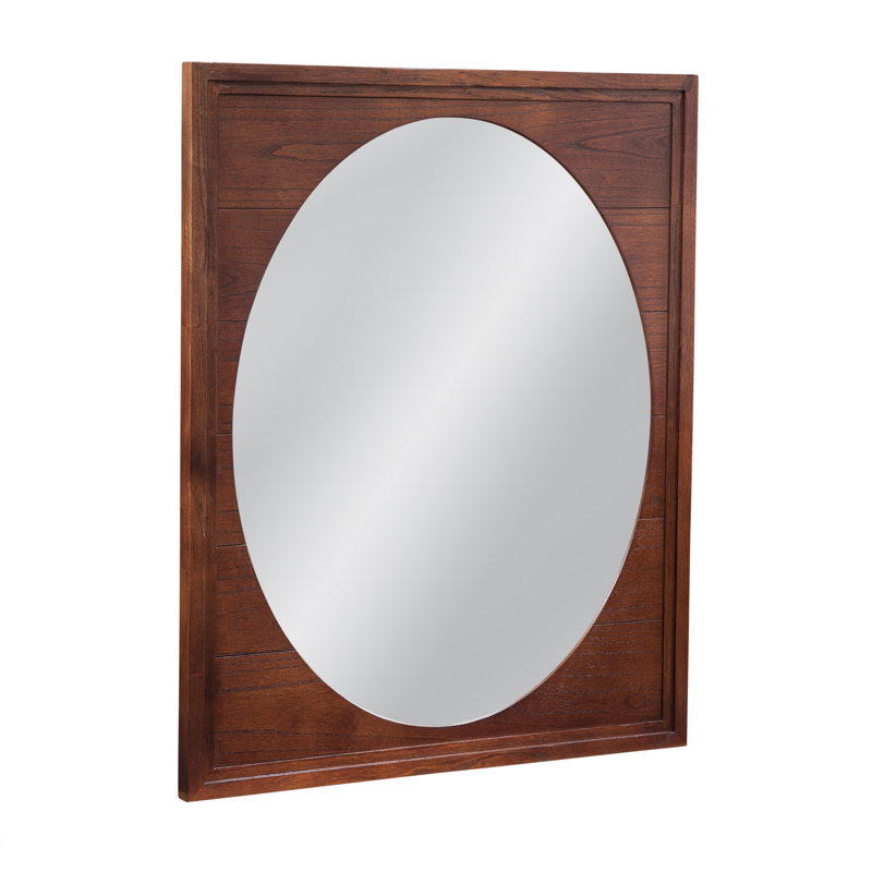 Clair Solid Wood Rectangle Wall Mirror, Coffee