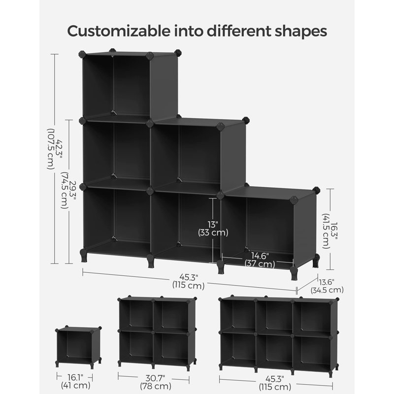 Sturdy Modular Bookcase, Customizable 6-Cube Organizer For Bedroom And Living Room, Glossy Finish