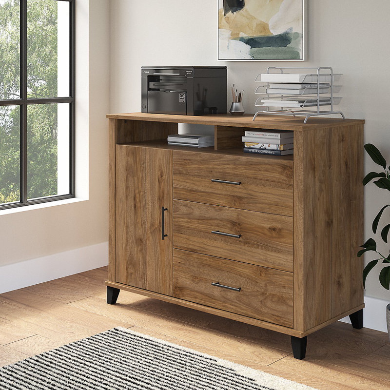 Katia 48'' Wide 3 - Drawer Credenza, Fresh Walnut