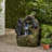 23.75" High Hand Crafted Weather Resistant Floor Fountain, Moss + Black