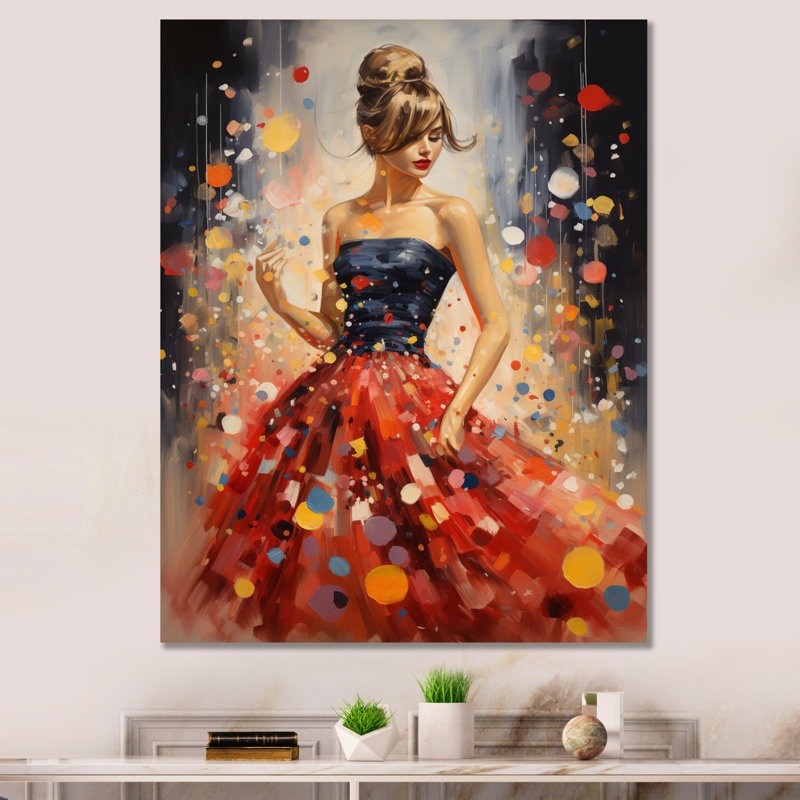 «Okaloosa Red Timeless Glamour Pointillism III», reproduction sur toile, H 44 po x l 34 po x P 1,5 po, Toile tendue