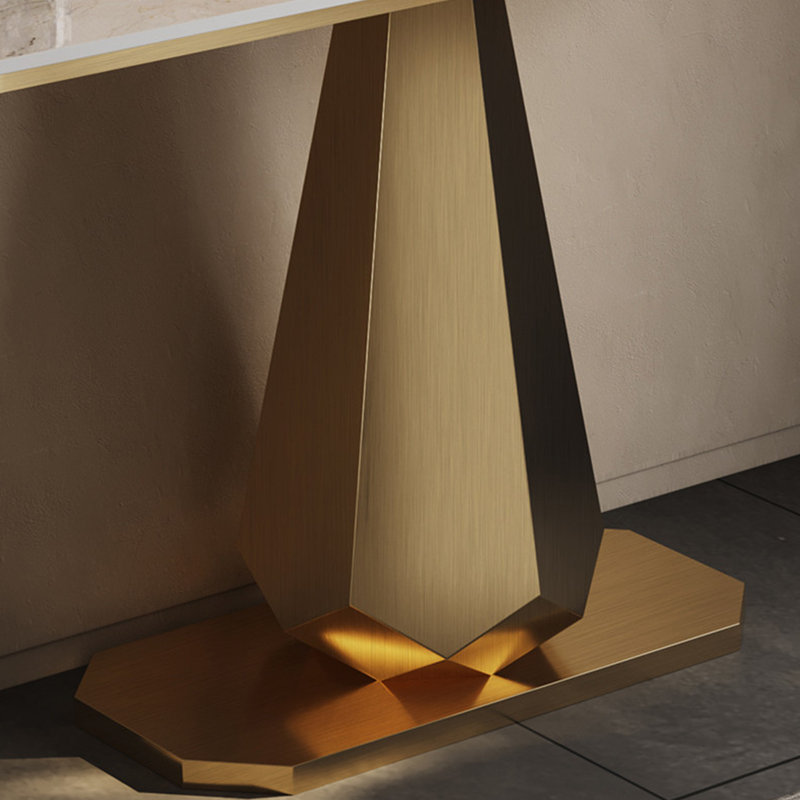 Console légère en métal de style luxueux., H 33,4 po x l 55 po x P 13,7 po
