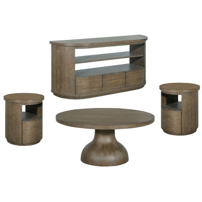 Lexington Round Cocktail Table With 2 End Table And Demilune Console