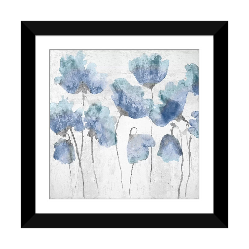 «Indigo Friends I», reproduction sur toile, Papier d'art encadré noir, Blanc, H 24 po x l 24 po x P 1 po