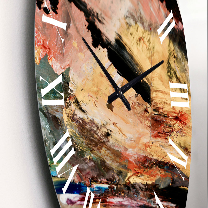 Huile sur toile texturée composition I - horloge murale moderne, Petit