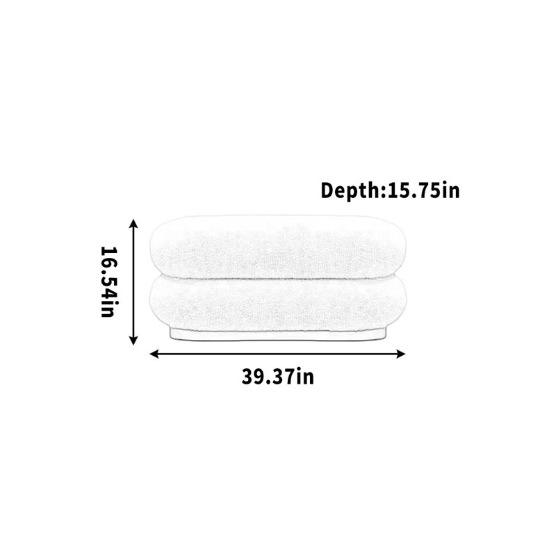 Simple banc de magasin de vêtements décontracté en fourrure d'agneau doux, H 16,54 po x l 39,37 po x P 15,75 po