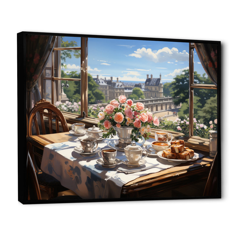 Thé champêtre après-midi IV - imprimé, 30" H x 40" W, Cadre flottant noir