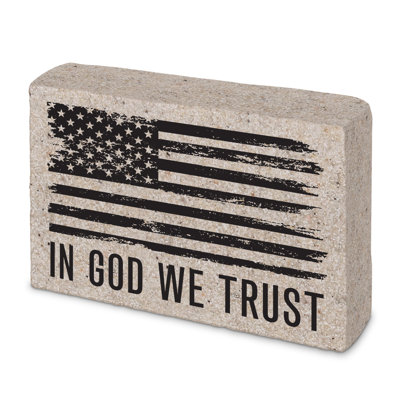 Plaque Block Cast Stone In God We Trust