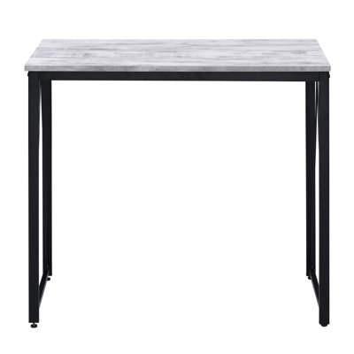 35.5" Writing Desk - Antique White And Black Finish With Metal Sled Base | Gift Idea