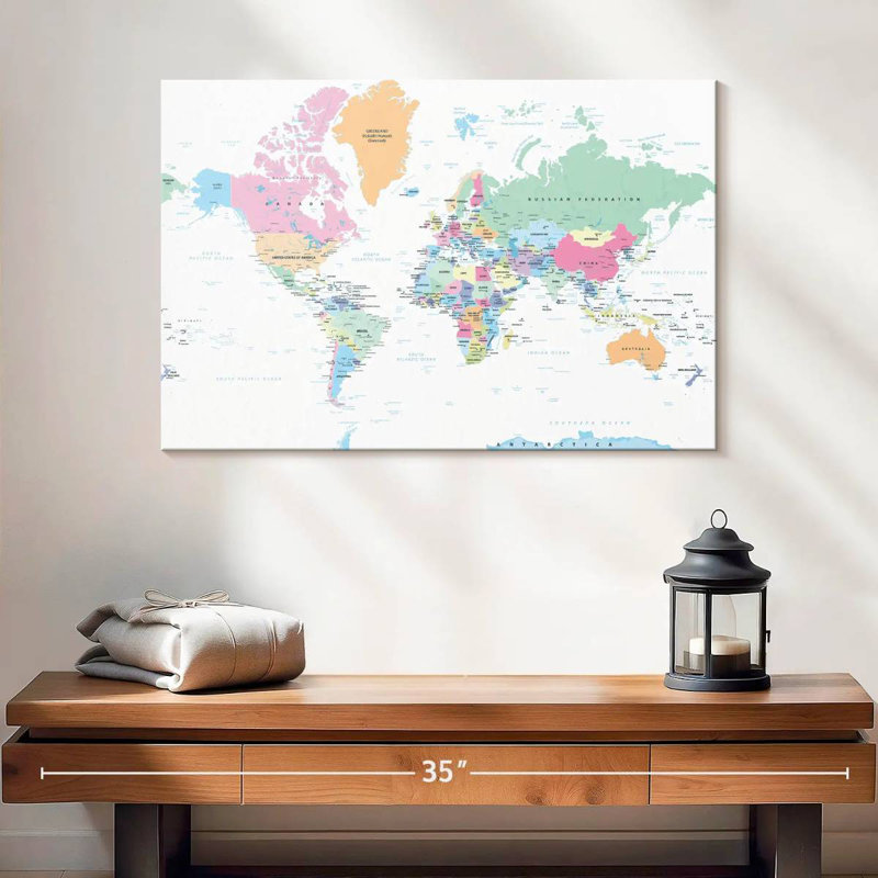 Keiri Labeled Pastel World Map, 16" H x 24" W